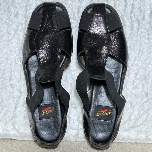 Aerosoles Womens Black/Brown Leather SlipOn Casual Sandals Shoes SZ US 6.5 - Picture 5 of 12